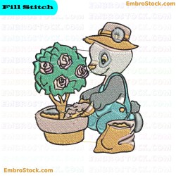 Gardening Bear Embroidery Design 5