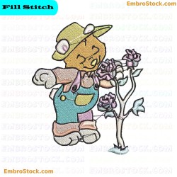 Gardening Bear Embroidery Design 8