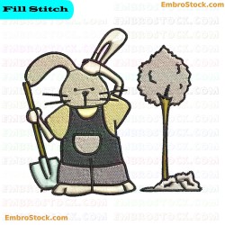 Gardening Rabbit Embroidery Design 9