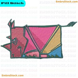 Geometric Rhino Embroidery Design 10