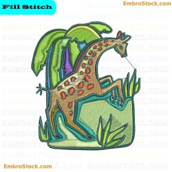 Giraffe Embroidery Design 13