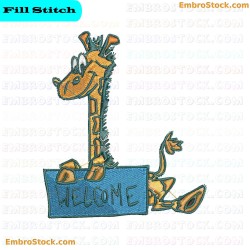 Giraffe Welcome Embroidery Design 15