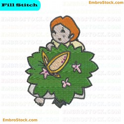 Girl And Butterfly Embroidery Design 2