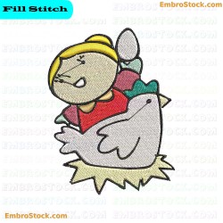 Girl And Chicken Embroidery Design 3