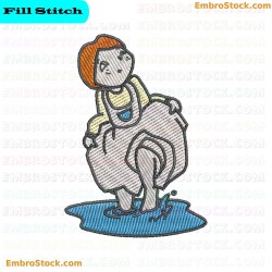 Girl And Teacup Embroidery Design 1