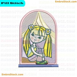 Girl By The Window Embroidery Design 2