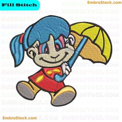 Girl Character Embroidery Design 1