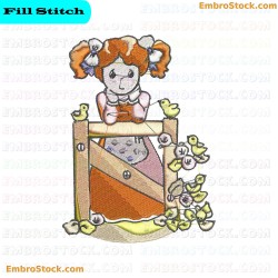 Girl Character Embroidery Design 3