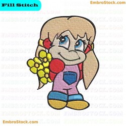 Girl Character Embroidery Design 6