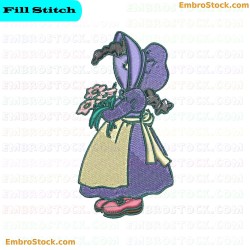 Girl Character Embroidery Design 8