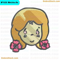 Girl Face With Flowers Embroidery Design 1