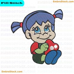 Girl Holding A Heart Embroidery Design 4