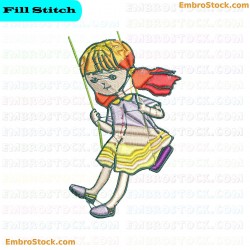 Girl On Swing Embroidery Design 3