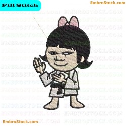 Girl Wearing Karate Uniform Embroidery Design 11