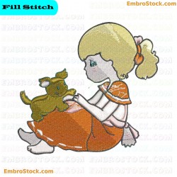 Girl With Dog Embroidery Design 5