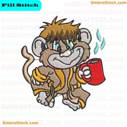 Good Morning Monkey Embroidery Design 2