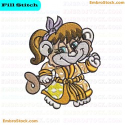 Good Morning Monkey Embroidery Design 4