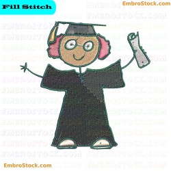 Graduation Character Embroidery Design 2