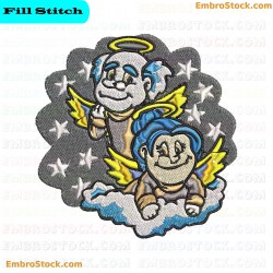 Grandparents At The Clouds Embroidery Design 20