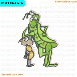 Grasshopper Leaning On Ant Embroidery Design 59