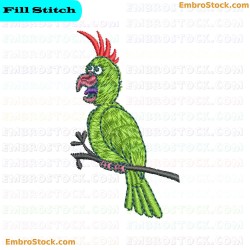 Green Bird On Branch Embroidery Design 57