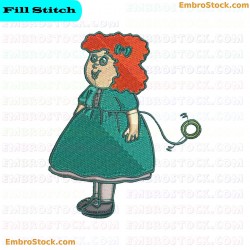 Green Dress Doll Embroidery Design 3