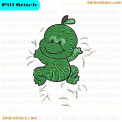 Green Frog Embroidery Design 2