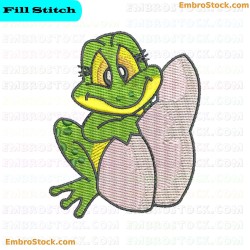 Green Frog Embroidery Design 4