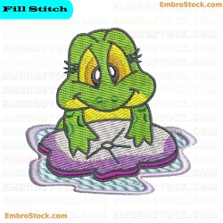 Green Frog Embroidery Design 9