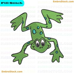 Green Frog Frogs Embroidery Design 9