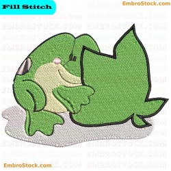 Green Frog Plush Frogs Embroidery Design 9