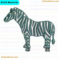 Green Zebra Embroidery Design 1