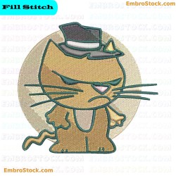 Grumpy Detective Cat Embroidery Design 36