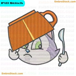 Grumpy Kitten Under Cup Embroidery Design 8