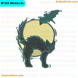 Halloween Black Cat Embroidery Design 7