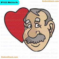 Heart And Face Embroidery Design 9