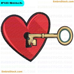 Heart And Key Embroidery Design 10