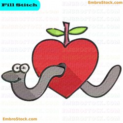 Heart Apple Embroidery Design 19