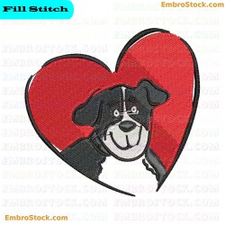 Heart Embracing Dog Face Embroidery Design 16