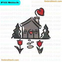 Heart Motif House Embroidery Design 18