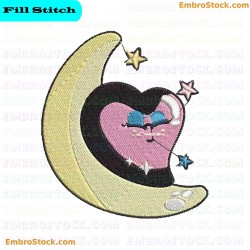 Heart On The Moon Embroidery Design 29