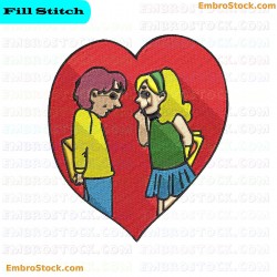 Heart With Boy And Girl Embroidery Design 6