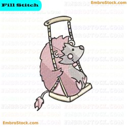 Hedgehog On A Swing Embroidery Design 5