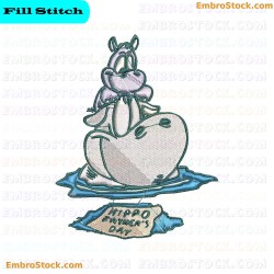 Hippo Beach Day Embroidery Design 9