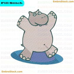 Hippo Embroidery Design 6