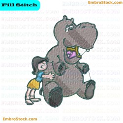 Hippopotamus Character Embroidery Design 14