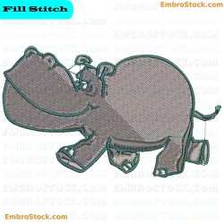 Hippopotamus Embroidery Design 16