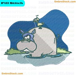 Hippopotamus Embroidery Design 1