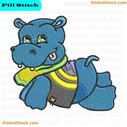 Hippopotamus Embroidery Design 2