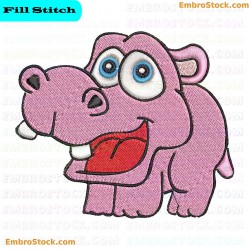 Hippopotamus Embroidery Design 3